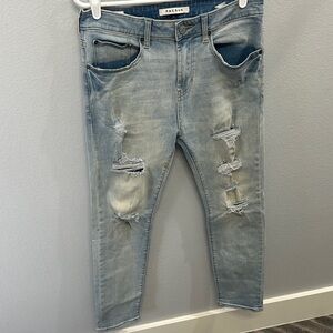 PacSun Men's Light Blue Ripped Skinny Jeans